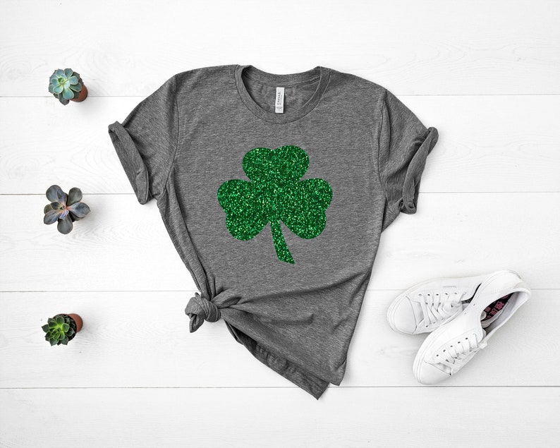 St Patricks Day ShirtWomens Irish ShirtGlitter Shamrock | Etsy