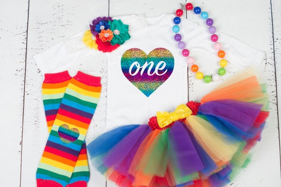 rainbow first birthday outfit girl