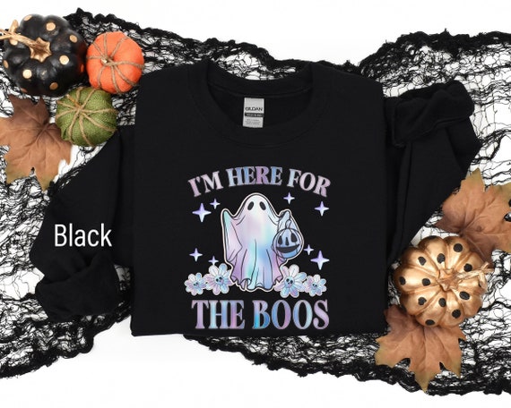 I'm Here For The Boo's Shirt, Funny Halloween T-Shirt, Halloween Shirt, Ghost Shirt, Horror, Wine, Drinking Ghost Fall Shirt, Mom Costume