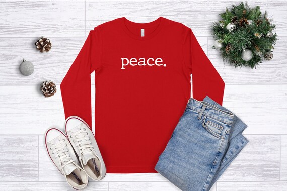 Peace Christmas Shirt, Christmas Shirt, Long Sleeve Merry Christmas Shirt, Typewriter Font, Choose Peace, Peace Winter Shirt, Christmas Tees