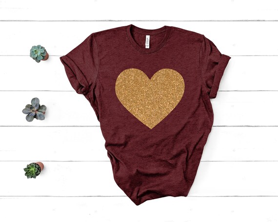 Ladies Valentines Day Shirt, Heart Shirt, Heart Valentine's Shirt, Glitter Shirt, Women's Valentines Day T-Shirt, Valentines Tee