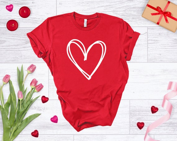 Valentine's Day Shirt, Women's Valentine's Tee, Scribble Heart Outline Tee, Valentines Tees, Valentine's Shirts, Love Shirt, Womens Shirts