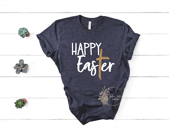 Happy Easter Shirt,Easter Cross Shirt,Womens Easter,Easter T-Shirt,Glitter Easter Shirt,Easter Tee,Happy Easter Shirt,Cute Easter Shirt