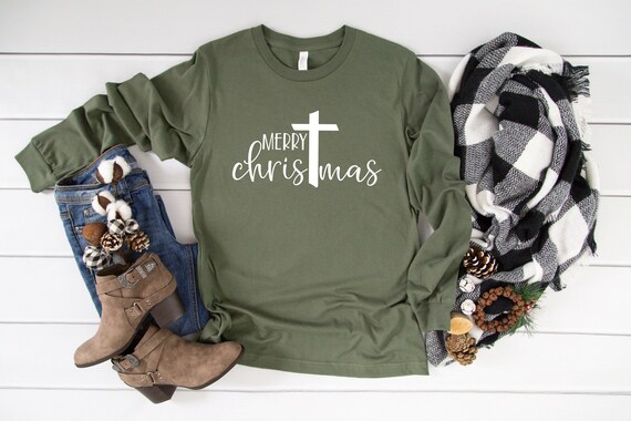 Merry Christmas Shirt, Christmas Shirt, Womens Christmas Shirt, Ladies Christmas Tee, Religious Christmas T-Shirt