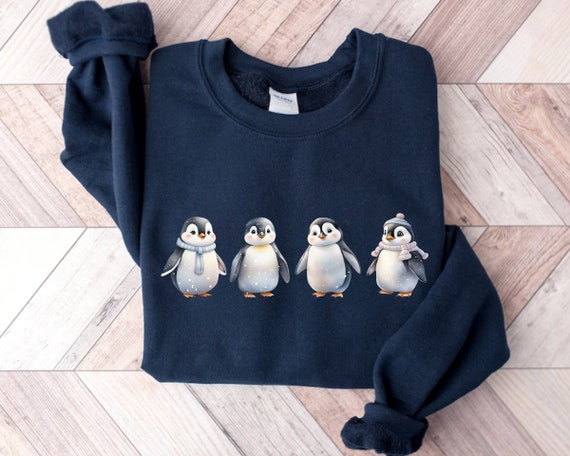 Penguin Winter Sweatshirt, Cute Penguin Xmas Sweater, Christmas Penguin Lover Shirt, Christmas Gift, Animal Lover Gift, Snow Penguin Shirt