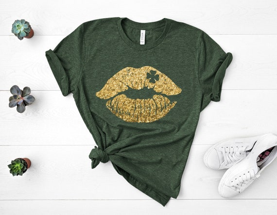 St Patricks Day Shirt, Womens Irish Shirt, Glitter Lips Tee, St Patty's Day T-Shirt, St. Pattys Day Shirt, St Patricks Day Adults, Irish