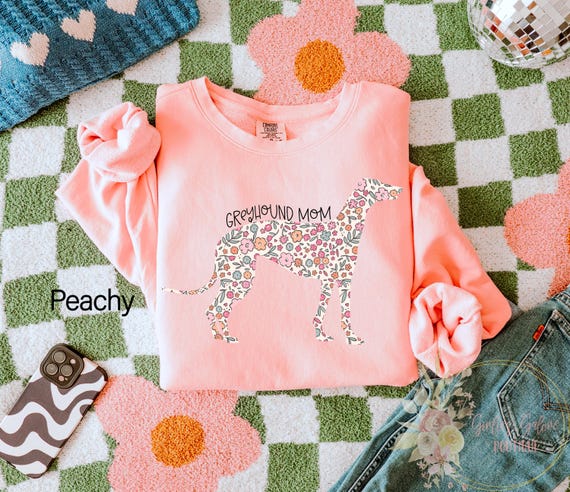 Comfort Colors® Greyhound Dog Mom Sweatshirt, Gift For Greyhound Owner, Greyhound Rescue Mama Sweatshirt, Dog Lover, Floral Dog Sweatshirt