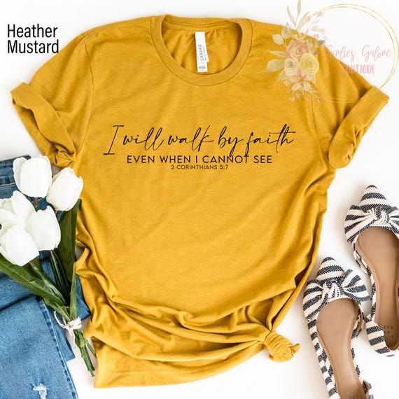 I Will Walk By Faith Shirt, Christian T shirt, Christian Shirts, Bible Verse, Easter Gift, Easter Shirt, Christian Tshirts, Religious Gifts