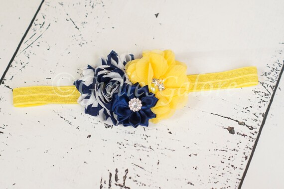 Bandeau Fleur Bleu Marine Et Jaune Bandeau Bleu Marine Jaune Etsy