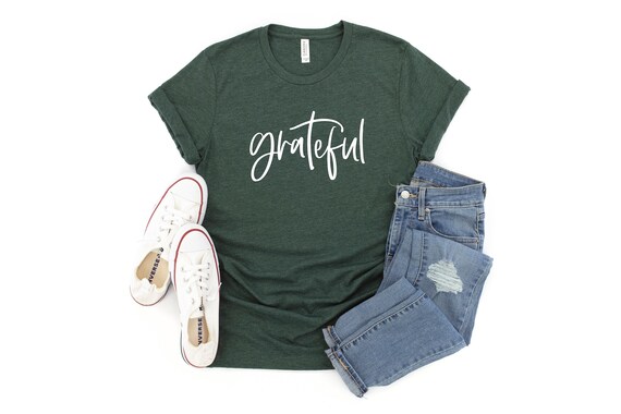 Grateful TShirt, Womens Grateful Tee, Grateful Thankful Blessed Top, Womens Gratitude Tees, Thanksgiving Shirts, I Am Grateful Shirt