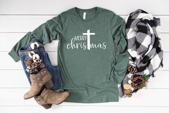 Merry Christmas Shirt, Christmas Shirt, Womens Christmas Shirt, Ladies Christmas Tee, Religious Christmas T-Shirt