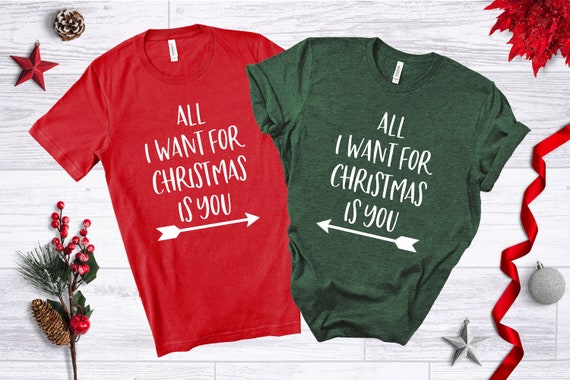 Couples Christmas Shirts, All I Want For Christmas Is You, Couples Shirts, Couples Christmas, Matching Christmas Shirts, Funny Christmas Tee