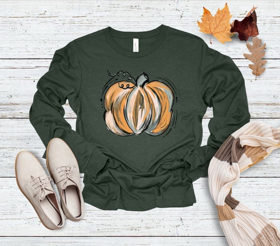 Fall Pumpkin Long Sleeve Shirt, Cute Fall Shirt, Thanksgiving Tshirt, Fall Graphic Tee For Women, Pumpkin Spice Tee, Teacher Fall Shirt