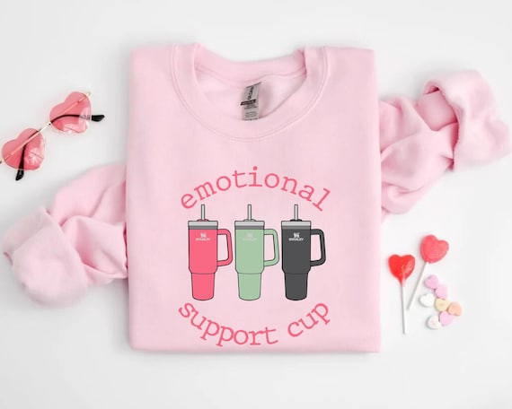 Valentines Day Tumbler Sweatshirt, Retro Obsessive Cup Disorder Valentine's Day Shirt, Emotional Support Cup Valentines Sweater, 40 oz