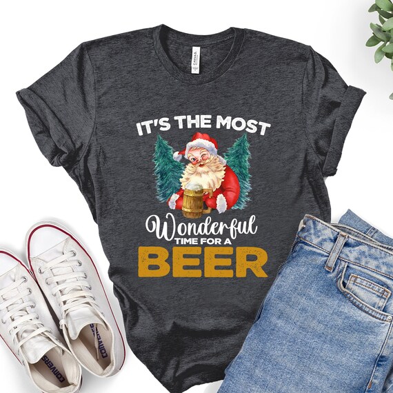It's The Most Wonderful Time For A Beer Santa Tshirt, Christmas Beer Shirt, Christmas Party, Christmas Drinking Tshirts, Drinking Tees