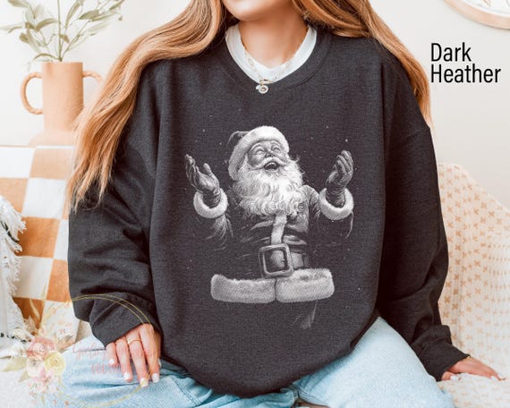 Joy Santa Retro Christmas Sweatshirts For Women, Christmas Matching Santa Claus, Family Sweaters, Vintage Holiday Crewneck, Group Party