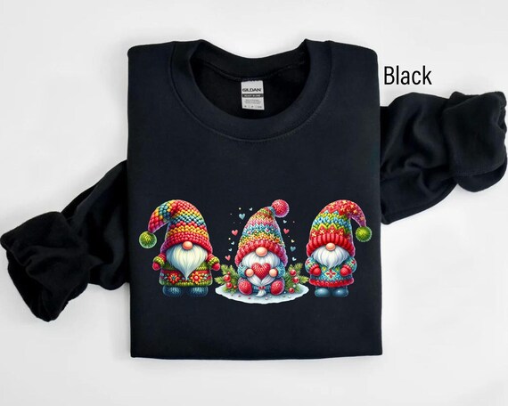 Christmas Crochet Gnomes Sweatshirt, Cute Gnome Shirt, Women Holiday Gift, Christmas Gnomes Tee, Christmas Crewneck, Funny Christmas Sweater