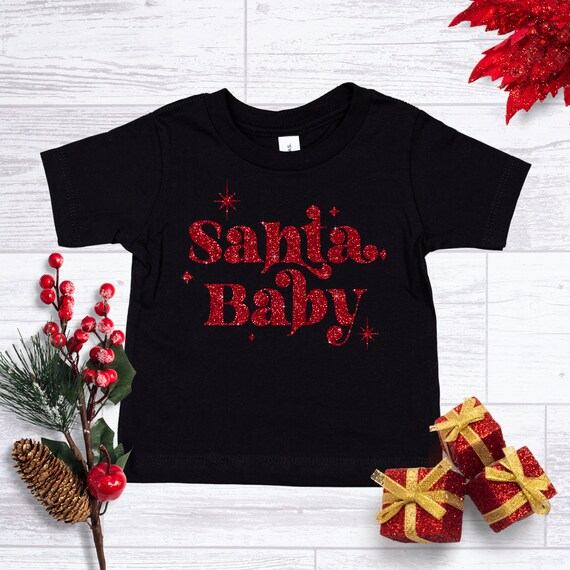 Santa Baby Christmas Shirt, Toddler Shirts, Cute Christmas Shirt, Glitter Shirt, Kids Christmas T-Shirt, Santa Tee, Baby Christmas Shirt