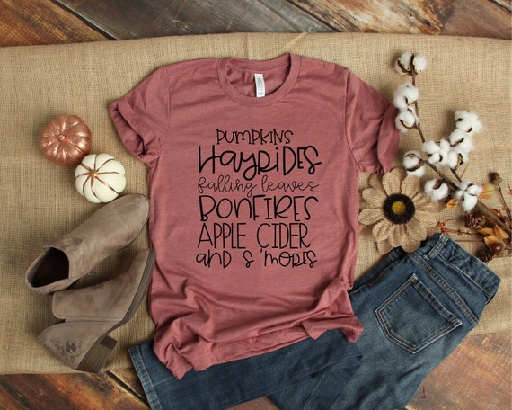 Fall Shirt, Ladies Fall Shirt, Womens Fall Shirt, Pumpkin Shirt, Pumpkins Bonfires Apple Cider, Autumn, Fall Shirts for women, UNISEX FIT
