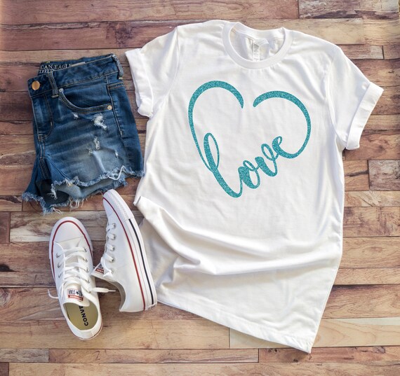 Love Heart Shirt, Ladies Shirt, Womens Shirt, T-Shirt, Adult Tees, Teen Girl Shirt