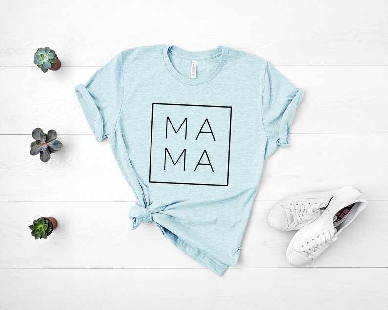 Mama Shirt, Mama Square, Mom Shirts, Momlife Shirt, Mom Life Shirt, Shirts for Moms, Mothers Day Gift, Cool Mom Shirts, Shirts for Moms Heather Ice Blue