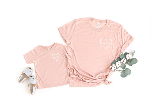 Mommy and Me Shirts,Mama Baby Matching Tshirt,Unisex Mother Child Set,Mom Kid Top,Mama Daughter Heart Outfit,Gift For Mom,Mama and Mini Tees
