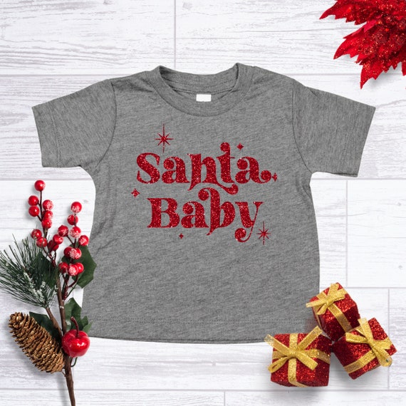 Santa Baby Christmas Shirt, Toddler Shirts, Cute Christmas Shirt, Glitter Shirt, Kids Christmas T-Shirt, Santa Tee, Baby Christmas Shirt