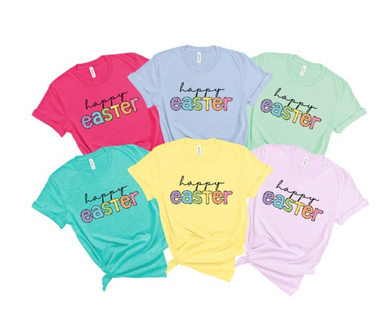 Happy Easter Shirt, Matching Easter Shirts, Pastel Cute Easter Tee, Colorful Easter Shirts For Women, Easter Gift For Her, He Is Risen Tee