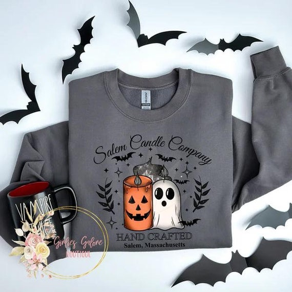 Salem Candle Company Sweatshirt, Halloween Sweatshirt, Black Flame Candle Salem Massachusetts, Cute Halloween Sweater, Halloween Movie Shirt