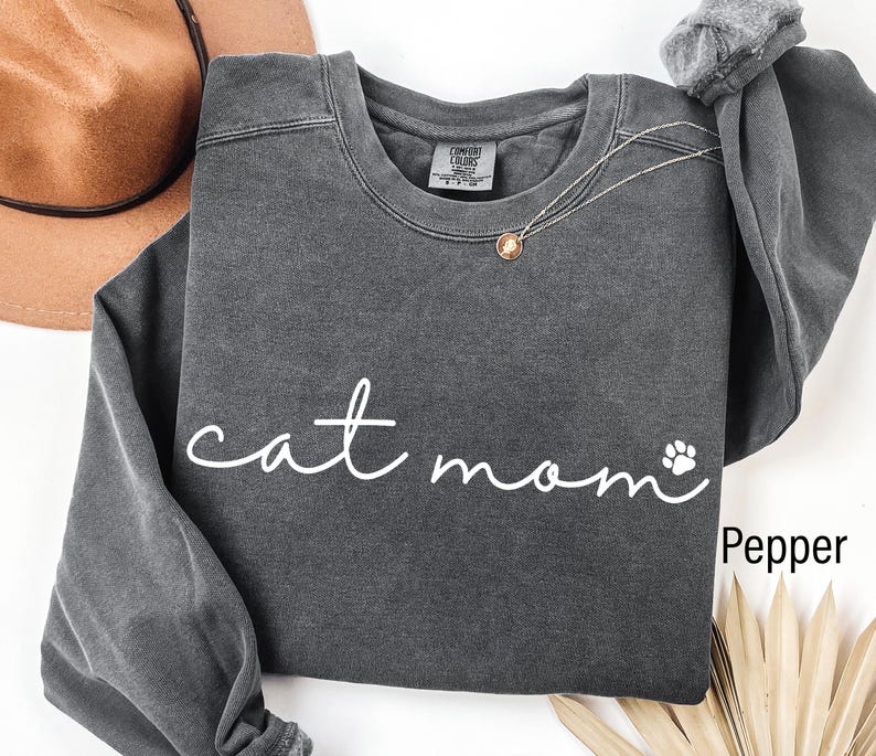 Comfort Colors® Cat Mom Sweatshirt, Cat Mom Shirt, Cat Mom Era, Womens
