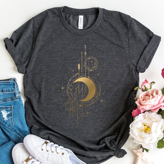 Mystic Moon And Sun Shirt, Celestial Moon Shirt, Boho Moon Shirt, Moon Phase T-Shirt, Boho Vintage Moon Shirt, Mystical Moon Phase Shirt