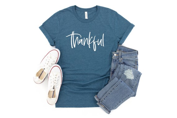 Thankful TShirt, Womens Thankful Tee, Grateful Thankful Blessed Top, Womens Thankful Tees, Thanksgiving Shirts, I Am Thankful Shirt