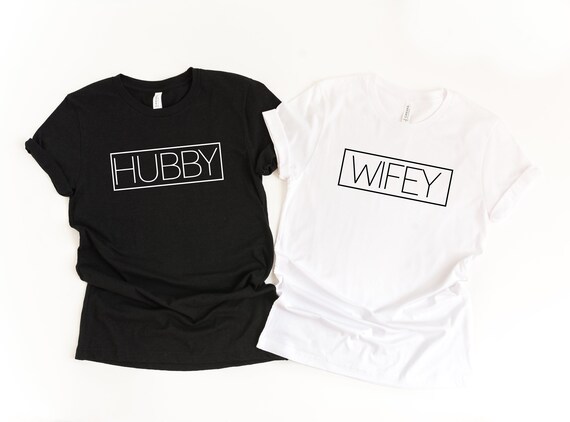 Hubby Wifey Shirts, Honeymoon Shirts, Couple Shirts, Matching Tees, Husband And Wife, Bride And Groom, Gift, Wedding Gift, Engagement Shirt