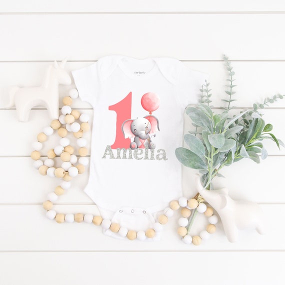 Elephant First Birthday Bodysuit, One First Birthday Shirt, Girls 1st Birthday, Birthday Shirts, First Birthday, Baby First Birthday