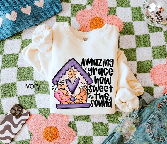 Comfort Colors® Amazing Grace Sweatshirt, How Sweet The Sound, Womens Church Shirt, Jesus Love, Christian Faith Gift, Religious Shirts