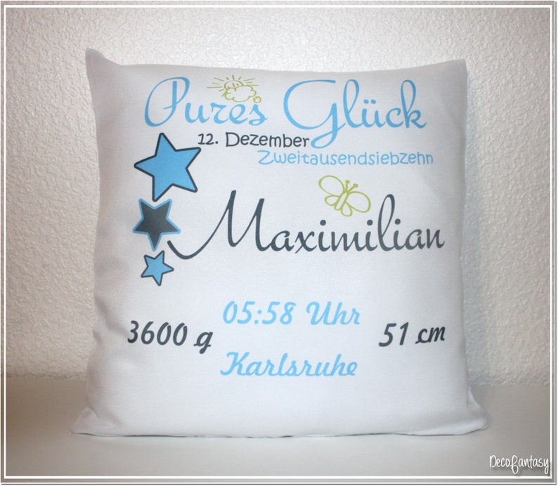 40x40 Maulwurf Kissen mit Namen bestickt Namenskissen Geburt Kuschelkissen Taufe