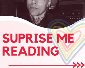 May include: Image with the text "SUPRISE ME READING" in red, with a person wearing glasses and a black hat in the background. The text "TRUSTED AND PROFESSIONAL READER AND COACH" is below the main text.