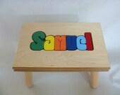 Name Puzzle Stool Natural Primary