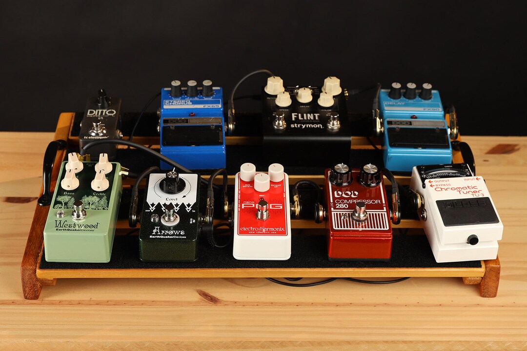 Handmade 24 Pedalboard Reclaimed Wood Guitar Effects Pedal Board Velcro