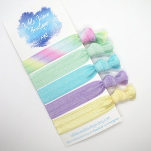 Pastel hair ties, rainbow hairbands, easter hairtie, ponytail holder, yoga hair tie, spring hairband, stretchy bracelet, hair ties for woman