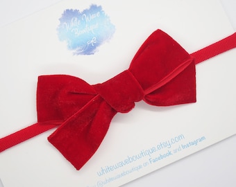 Lazo de pelo de terciopelo, lazo rojo, clip de pelo suave, lazo de cola de caballo grande, bobble de cinta, diadema de lazo, lazo de pelo de San Valentín, diadema de bebé, lazo de niño pequeño