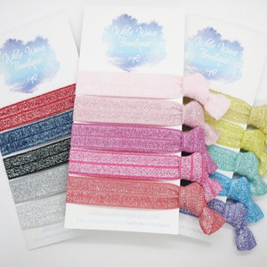 Glitter Hair ties, 15 COLOURS, Pick n Mix, choose your color, FOE, Elastic hair tie, hairband, ponytail holders, wristband, ribbon bracelets