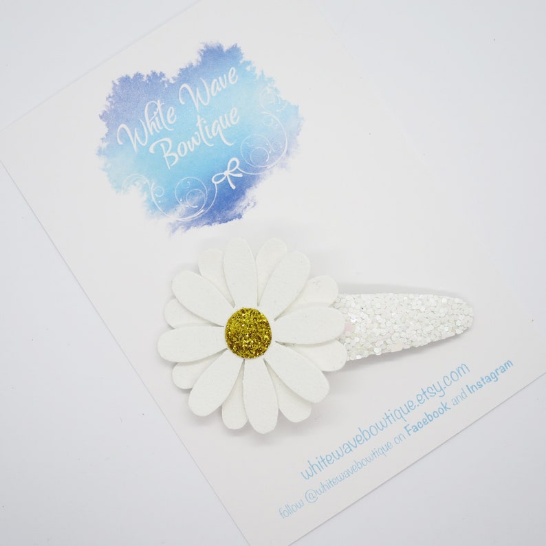 glitter snap clip Suede clip Flower hair slide daisies clip Daisy hair clip Glitter daisy clips glitter bow daisys glitter clic clac