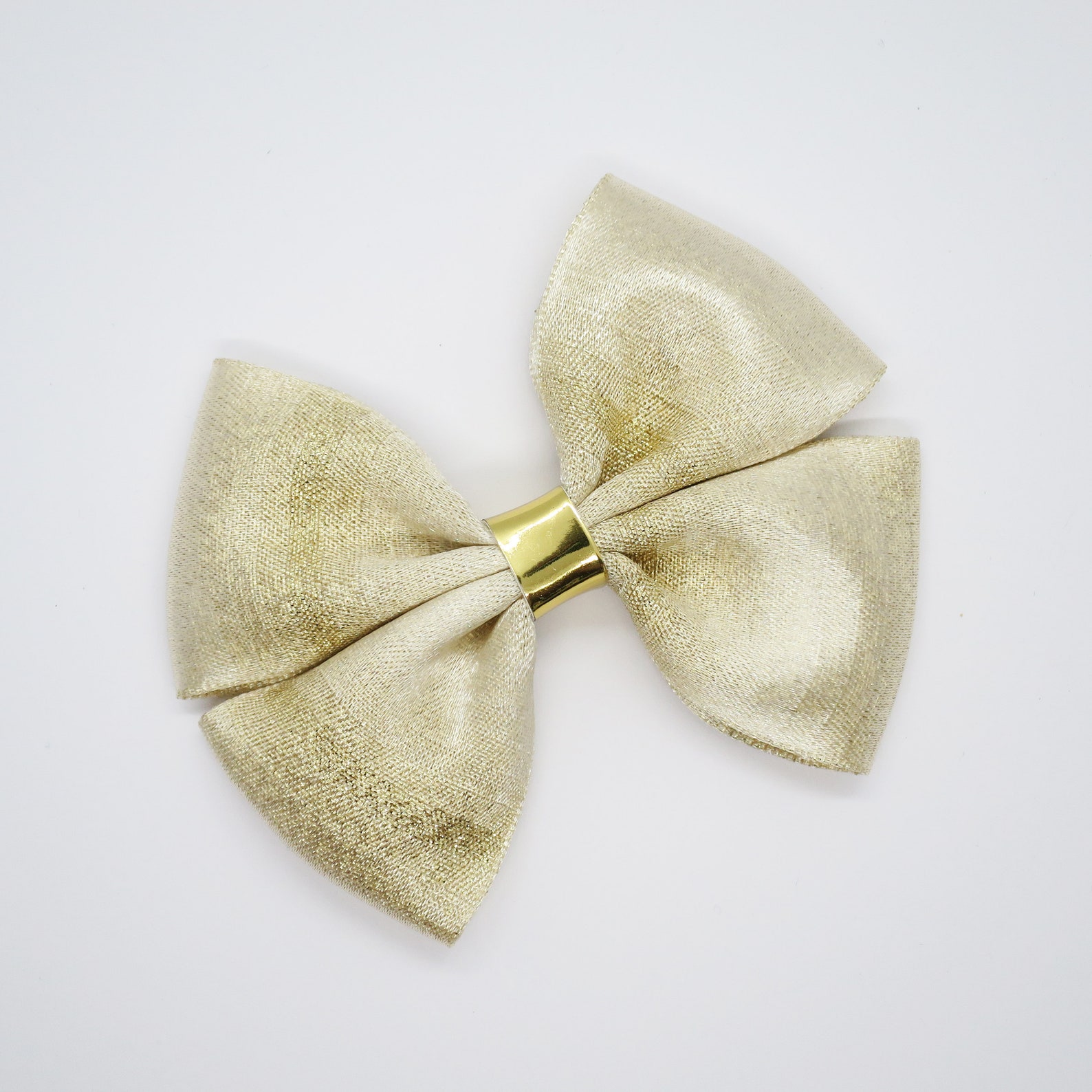 Gold Hair Bow Glitter Hair Bow Metallic Hair Clip Ribbon - Etsy