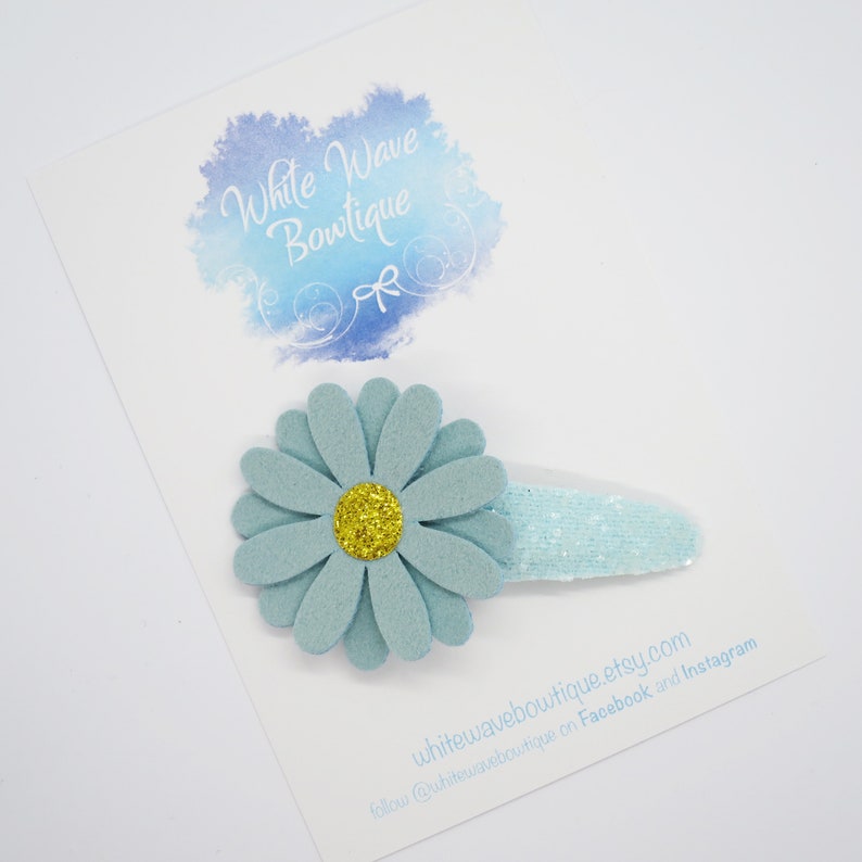 glitter snap clip Suede clip Flower hair slide daisies clip Daisy hair clip Glitter daisy clips glitter bow daisys glitter clic clac