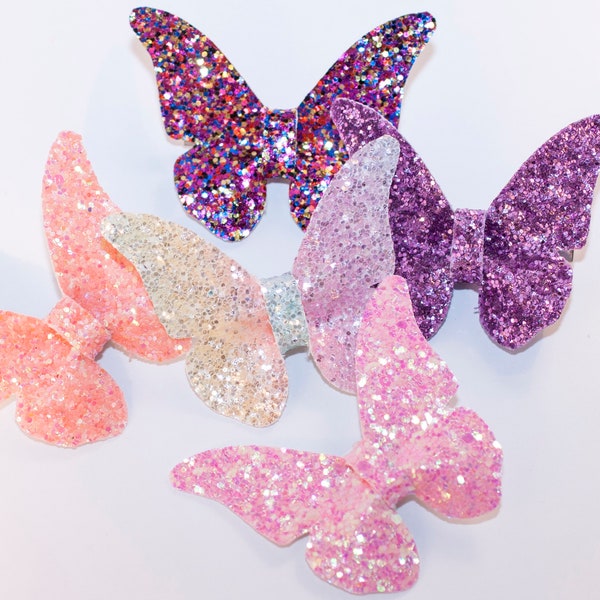 Glitter butterfly clips, butterfly hair clip, glitter hairband, chunky glitter headband, butterfly bow, butterfly headband, glitter hair bow