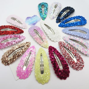 Glitter hair clip, Over 30 Colours, Scallop snap clip, fringe hair clip, glitter hair slide, toddler clip, school hair clip, glitter snap image 7