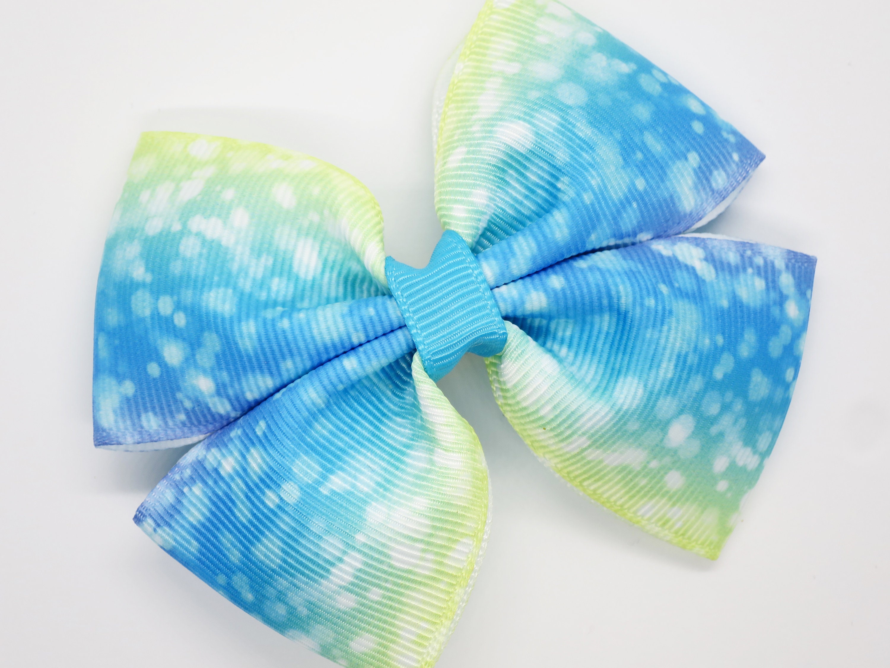 Large Blue Hair Bow - Sparkly Glitter Bow with Elastic Band - wide 1