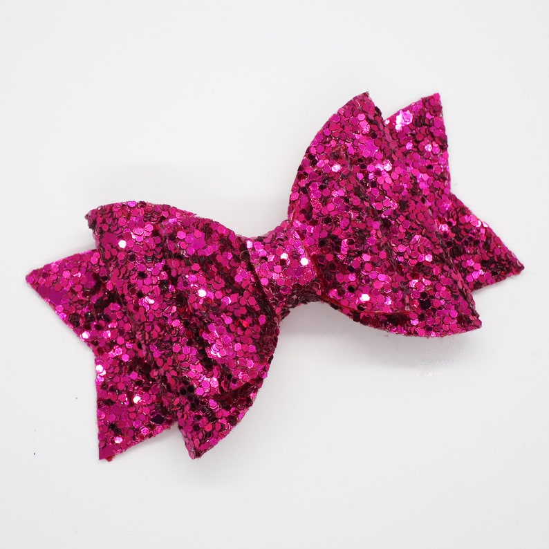 Dark Pink Hair Bow Christmas Bow Glitter Hair Clip Baby Etsy