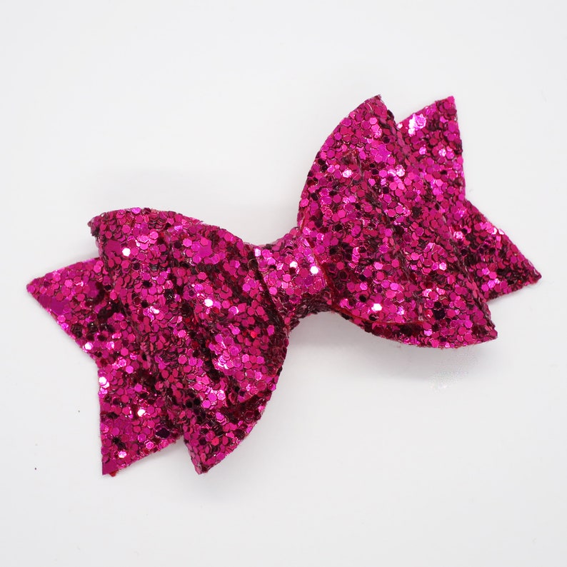 Dark Pink Hair Bow Christmas Bow Glitter Hair Clip Baby - Etsy